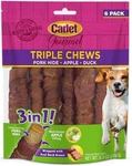 Cadet Gourmet Pork Hide Triple Chews With Duck And Apple -dog 6 Count. Fixed Price $25.28.