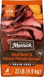 Merrick Premium Grain Free Dry Adult Dog Food, Beef And Sweet Potato 22 Lb Bag. Fixed Price $71.60.