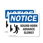 (2 Pack) Sound Horn Advance Slowly Osha Notice Sign Decal Metal Plastic. Fixed Price $11.99.
