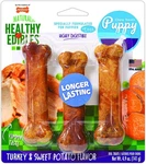 Nylabone Healthy Edibles Puppy Sweet Potato And Turkey 3 Bones Regular - 4 Pack. Fixed Price $33.75.