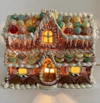 Vintage Gingerbread House Lighted Christmas Village Pacific Rim Candy Up. Fixed Price $49.99.