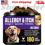 Dog Allergy Relief Chews 180CT Anti Itch Skin Ears Paw Immune Support. Fixed Price $19.39.
