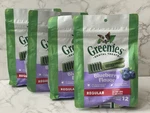 Lot Of 4 Greenies Dental Treats For Dogs Regular 12 Count Bags Blueberry Flavor. Fixed Price $49.99.