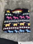 Mini Boden Girls Edie Fair Isle Cardigan Navy Multi Dogs Sweater Size 7-8Y. Fixed Price $40.00.
