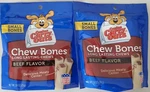 Set Of 2 Canine Carry Outs Dog Snacks Beef Flavor Chew Bones Pack Treats Usa. Fixed Price $12.99.
