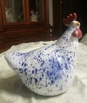 Chicken Statue, Inches Tall, Blue Speckled Country Kitchen Figurine 12X11. Fixed Price $24.99.