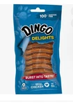 Dingo Delights, 100% Rawhide Free Treat, Chicken, 9-COUNT, 6 Oz Bags. Bb 9/25. Fixed Price $5.39.