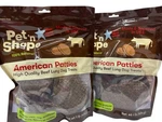 2 Bags (16OZ Each) Pet 'n Shape All American Beef Lung Patties Dog Treats. Fixed Price $29.99.