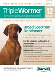 Triple Wormer Broad Spectrum De Medium Large Dogs 25 Pounds Plus 12 Tabs. Fixed Price $65.20.