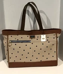 Fossil Tote Bag Natural Passport Polka Dot Weekender Top Double Handle Purse Nwt. Fixed Price $88.00.