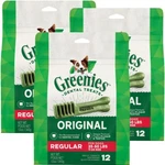 Lot Of 3 Greenies Original Regular Natural Dog Dental Care Chews, 12 Oz Exp 2029. Fixed Price $55.00.
