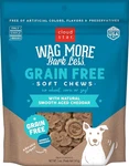 Wag More Bark Less Soft Chews Grain Free Dog Treats, Cheddar Cheese, 5 Oz. Bag. Fixed Price $10.98.