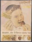 C1950 Mars The 3-FLAVOR Candy Bar Print Vintage Advertisment OS1. Fixed Price $10.28.