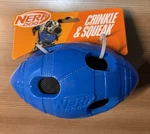 Nerf Dog American Football Crinkle Squeak Toy Durable Fetch Blue Orange 6". Fixed Price $15.40.