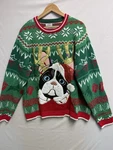 Holiday Time Ugly Christmas Sweater Frenchie Dog Antlers Lights Men Xl. Fixed Price $29.99.
