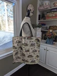 Xlg Lined Market Tote Bag Hm W/"old Farmhouses & Chicken" Vtg Look Fabric, New. Fixed Price $20.00.