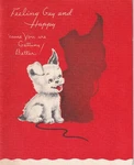 Vintage Get Well Card 1950 Little White Dog Shadow Bones 'feeling Gay And Happy'. Fixed Price $5.50.