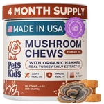 Pets Are Kids Turkey Tail Mushroom For Dogs With Organic 120 Chews, Brown. Fixed Price $69.16.