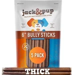 Jack&pup 6 Inch Bully Sticks For Dogs (5 Pack) Extra Thick Chews Long Las.... Fixed Price $30.22.