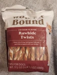 Wonder Bound, Chicken Flavor Dog Rawhide Twist Sticks, 70 Count, 17.2 Oz- 03/26. Fixed Price $11.99.