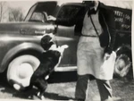 Cute Vintage Photo Butcher Makes Visit Dog Trick Treat Truck Advertising. Fixed Price $16.99.