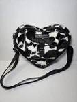 Dr. Martens Heart Shaped Faux Fur Cow Print Shoulder Bag Black White. Fixed Price $95.00.