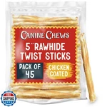 Canine Chews 5" Chicken Coated Sticks Pack Of 45 Usa-sourced Rawhide Dog Tr. Fixed Price $27.99.