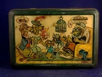 Vintage Tin Cookie Box Funny Comic Dog Visit Grandmother Rare 1930'S. Fixed Price $150.00.