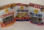 3 Packs Ultra Chewy Treats Corn Dogs, Cheese Burgers, Bbq Ribs. Fixed Price $24.99.