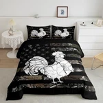Rooster Kids Comforter Set,black Stripes Branch American Flag Queen 1. Fixed Price $47.45.
