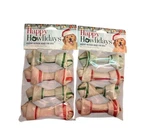 2 Packages Pet Factory Happy Holiday Rawhide Candy Knotted Bone Christmas Dog 4". Fixed Price $17.99.
