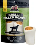 Small Filled Dog Bones, Cheese & Bacon Flavor - Long Lasting Stuffed Femur Chew. Fixed Price $32.99.