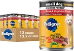 Small Dog Tender Bites In Gravy Wet Food Cans, Steak & Vegetable Flavor,. Fixed Price $37.73.