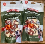 X 2.32 Oz Beefeaters Mini Knotted Bones Oven Baked Dog Treats Chicken Flavor. Fixed Price $19.99.