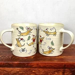 Set 2 Spectrum Designz Christmas Holiday Dogs Coffee Mugs Speckled Ceramic. Fixed Price $29.82.