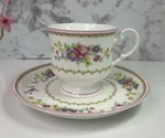 Mikasa Cheshire Bone China 8 Footed Tea Cups & 12 Saucers Floral Bouquet Pink. Fixed Price $69.00.