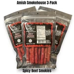 Amish Smokehouse Spicy Beef Sticks (3) 5.75OZ Bagged Resealable Smokies. Fixed Price $31.00.
