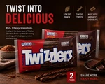 Twizzlers Twists Hershey's Chocolate Flavored Licorice Style, 12 Oz. Fixed Price $14.39.