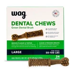 Dental Chews For Large Dogs - Green Brush, Unflavored, 24 Count Pack. Fixed Price $40.56.