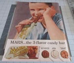 1957 Mars The 3-FLAVOR Candy Bar, Print Ad, Milk Chocolate Nougat Almonds. Fixed Price $8.99.