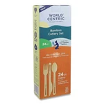 World Centric Asbbr Paper Fork/knife/spoon Bamboo Cutlery - Natural (24/PK) New. Fixed Price $12.22.