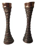 Vintage Majestic Art Elements Brass Ribbed Textured Candle Stick Holder Set Mcm. Fixed Price $41.99.