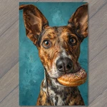 Postcard Whippet Donut Sprinkles Funny Dog Portrait Big Ears Snack Treat. Fixed Price $6.65.