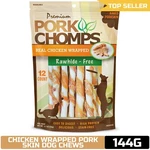 Pork Chomps Mini Twists Dog Chews, Chicken Wrap, 12 Count. Fixed Price $12.57.