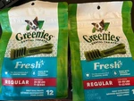 Lot - Greenies Fresh Dental Dog Treats 12 Count Natural Chews. Fixed Price $21.98.