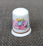 Thimble Vintage Pink Sleeping Dog Bedtime Puppy Fine Bone China. Fixed Price $5.39.