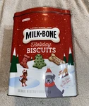 Milk Bone Dog Biscuits Treats Xmas 24OZ Collectible Tin (empty)great Condition. Fixed Price $9.00.