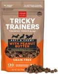 Tricky Trainers Soft & Chewy Grain Free Dog Treats, Peanut Butter, 5 Oz. Pouch. Fixed Price $15.99.