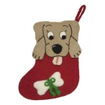 Holiday Treat Dog & Bone Stocking Felted Wool Home Decor Brown Puppy. Fixed Price $24.00.