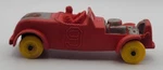 CB51: Vintage Auburn Rubber Racer NO.9 Toy Car 1940S Red 4.25" W/ Yellow Wheels. Fixed Price $29.95.